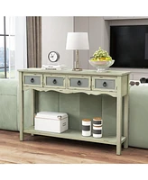 Slickblue 48 Inch Farmhouse Console Table with 2 Drawers and Open Storage Shelf for Hallway