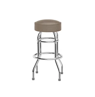 Emma+Oliver Retro Backless Double Ring Chrome Restaurant Dining Barstool