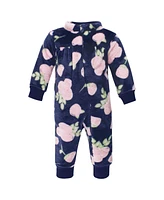 Hudson Baby Baby Girls Hudson Fleece Jumpsuits, Coveralls, and Playsuits, Navy Rose