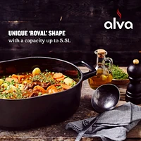 Alva Nori Black Enameled Cast Iron Dutch Oven Pot 5.8 Qt. with Lid & Dual Handles, Versatile Cooking Pot, Cast Iron Cookware, Oven Safe, Induction Com