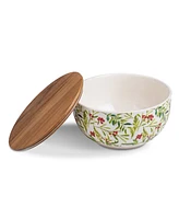 Thirstystone Holly Berry Lidded Salad Bowl,set of 2