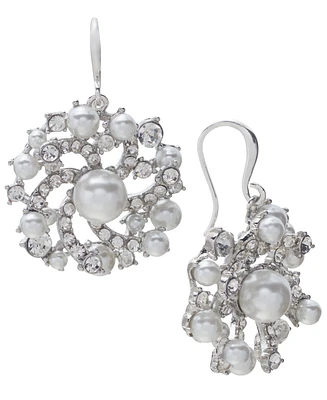 Charter Club Imitation Pearl & Glass Crystal Swirl Cluster Drop Earrings, Created for Macy's