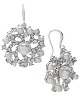 Charter Club Imitation Pearl & Glass Crystal Swirl Cluster Drop Earrings, Created for Macy's