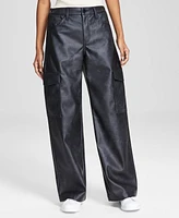 And Now This Women's Faux-Leather High-Rise Cargo Pants, Created for Macy's