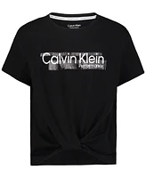 Calvin Klein Big Girls Performance Logo Twist-Front T-Shirt