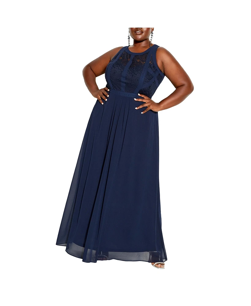 City Chic Plus Paneled Bodice Maxi Dress