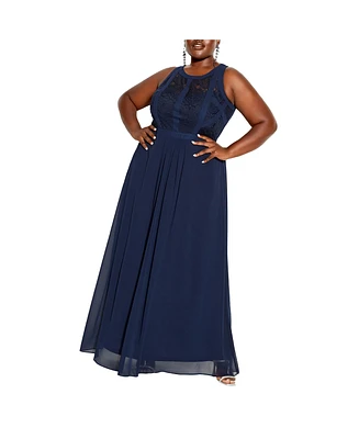 City Chic Plus Paneled Bodice Maxi Dress