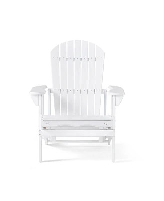 Simplie Fun Reclining Acacia Wood Adirondack Chair with Footrest for Relaxation