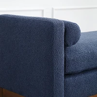 Elegant Boucle Upholstered Bench with Pillows