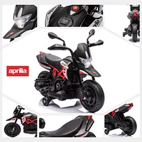 Streamdale Furniture Aprilia Licensed Kids Electric Riding Motorcycle with Training Wheels, Stable Construction