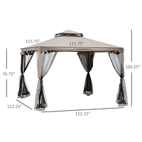 Streamdale Furniture Uv-Resistant Outdoor Canopy Gazebo with Mesh Walls for Sun and Bug Protection