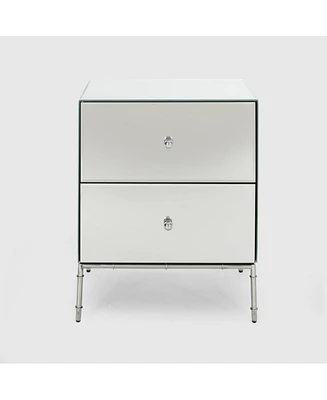 Simplie Fun Elegant Mirrored Side Cabinet with Convenient Drawers