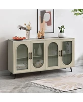 Simplie Fun Vintage Multipurpose Storage Sideboard with Glass Door Cabinet