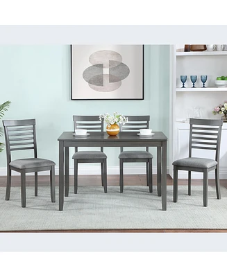 Streamdale Furniture Elegant 5-Piece Solid Wood Dining Table and Chair Set