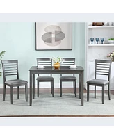 Simplie Fun Elegant 5-Piece Solid Wood Dining Table and Chair Set