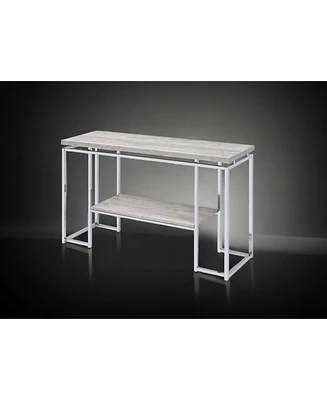 Simplie Fun Chafik Sofa Table, Natural Oak & Chrome