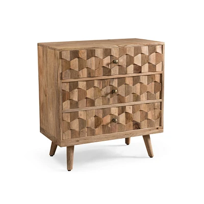 Simplie Fun Mid-Century Modern Mango Wood Chest of Drawers with 3D Tile Weave Design