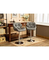 Simplie Fun Contemporary Tufted Adjustable Height Hidraulic Bar Stools, Set of 2