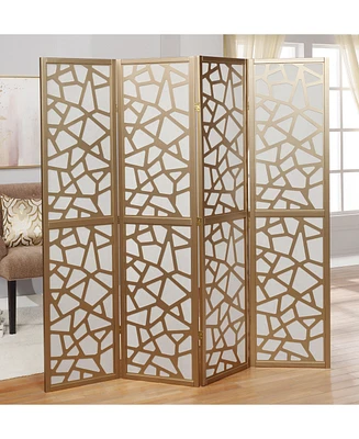 Streamdale Furniture Giyano 4 Panel Screen Room Divider, Gold