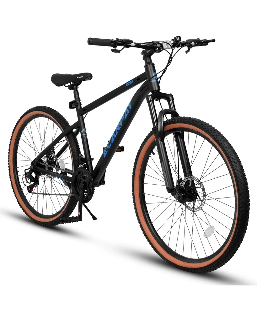 Simplie Fun 24" Mountain Bike Rugged Steel, 21-Speed Shimano Derailleur, Dual Disc Brakes