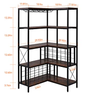 Streamdale Furniture Industrial Corner Wine Rack with Glass Holder and Ample Storage