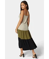 Bebe Women's Color Block Tiered Maxi Dress