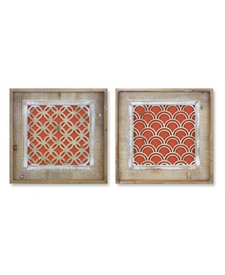 Slickblue Wood Framed Geometric Wall Art With Accent (Set of 2)