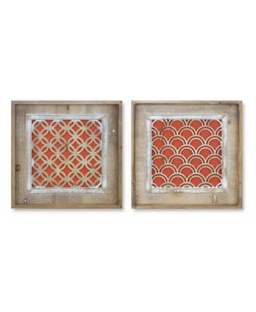 Slickblue Wood Framed Geometric Wall Art With Accent Set Of 2