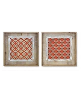 Slickblue Wood Framed Geometric Wall Art With Accent Set Of 2