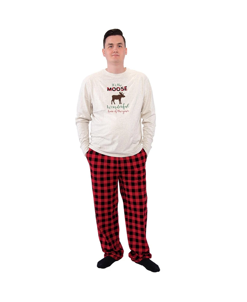 Hudson Baby Mens Holiday Pajamas, Moose Wonderful Time