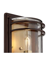 John Timberland Habitat Modern Industrial Outdoor Wall Light Fixture Bronze Brown Warm Brass 11" Clear Glass for Exterior House Porch Patio Outside De