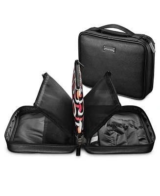 Byootique Makeup Bag with 3 Removable Pouches Loose Leaf Binders Cosmetic Travel