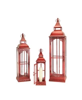 Slickblue Ornamental Metal Floor Candle Lantern (Set of 3)