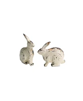 Slickblue Distressed White Rabbit Figurine - Set of 8