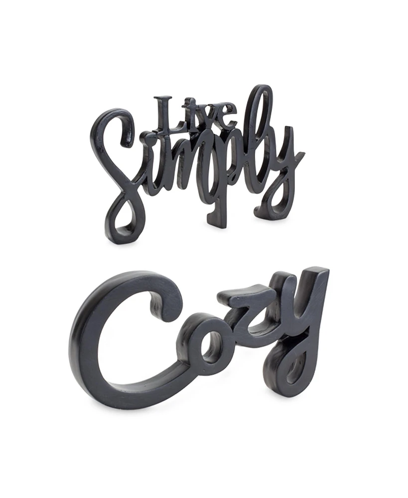 Slickblue Cozy and Simply Sentiment Block Cut Out (Set of 2)