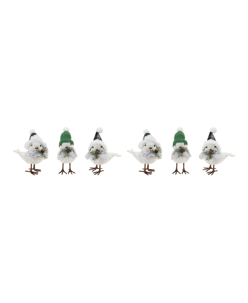 Slickblue Winter Bird With Hat And Pine Accent (Set of 6)