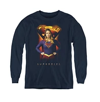 Supergirl Boys Youth Standing Symbol Long Sleeve Sweatshirts