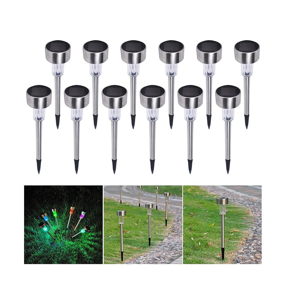 Yescom 12Pcs Led Solar Powered Light Multicolor Outdoor Pathway Landscape Decor Lamp