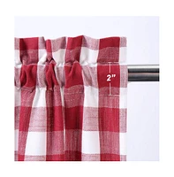 Caromio Yarn-Dyed Buffalo Plaid Kitchen Tier Window Curtain Pair