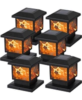 Maggift 6 Pack Solar Flame Post Lights, 72 LEDs