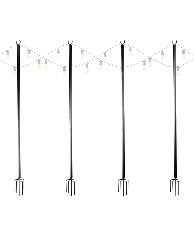 Yescom 10 Ft String Light Pole Outdoor Metal Pole Aluminum Patio Backyard Party 4 Pack