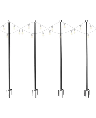 Yescom 10 Ft String Light Pole Outdoor Metal Pole Aluminum Patio Backyard Party 4 Pack