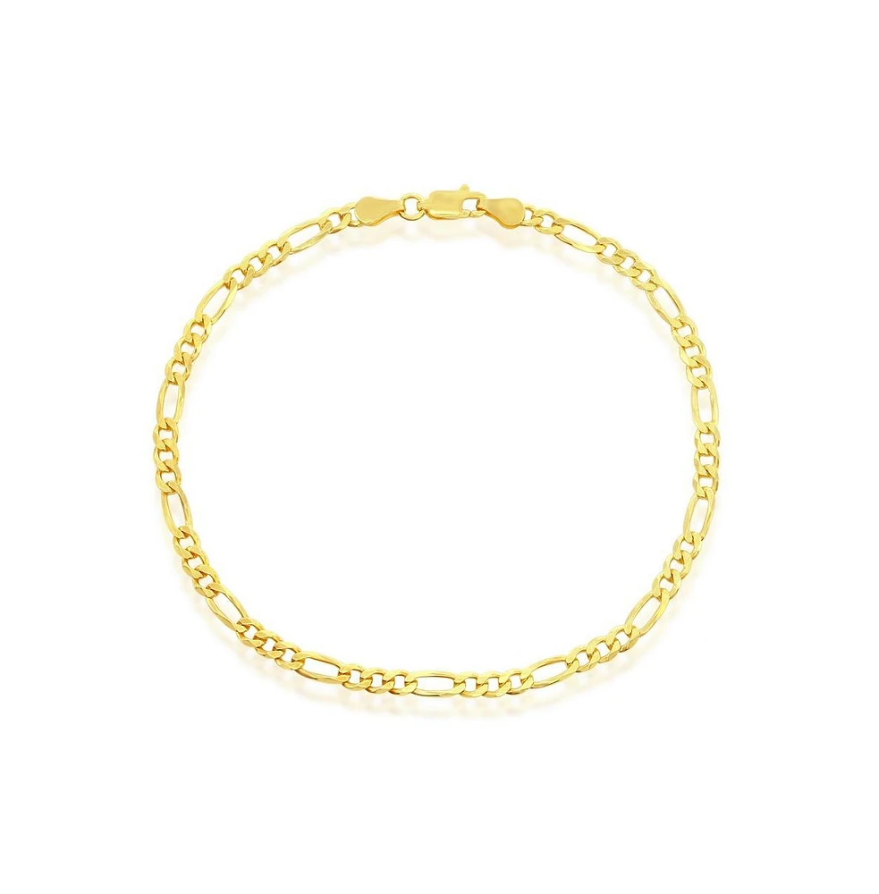 Simona Sterling Silver 3.5mm Figaro Anklet - Gold Plated