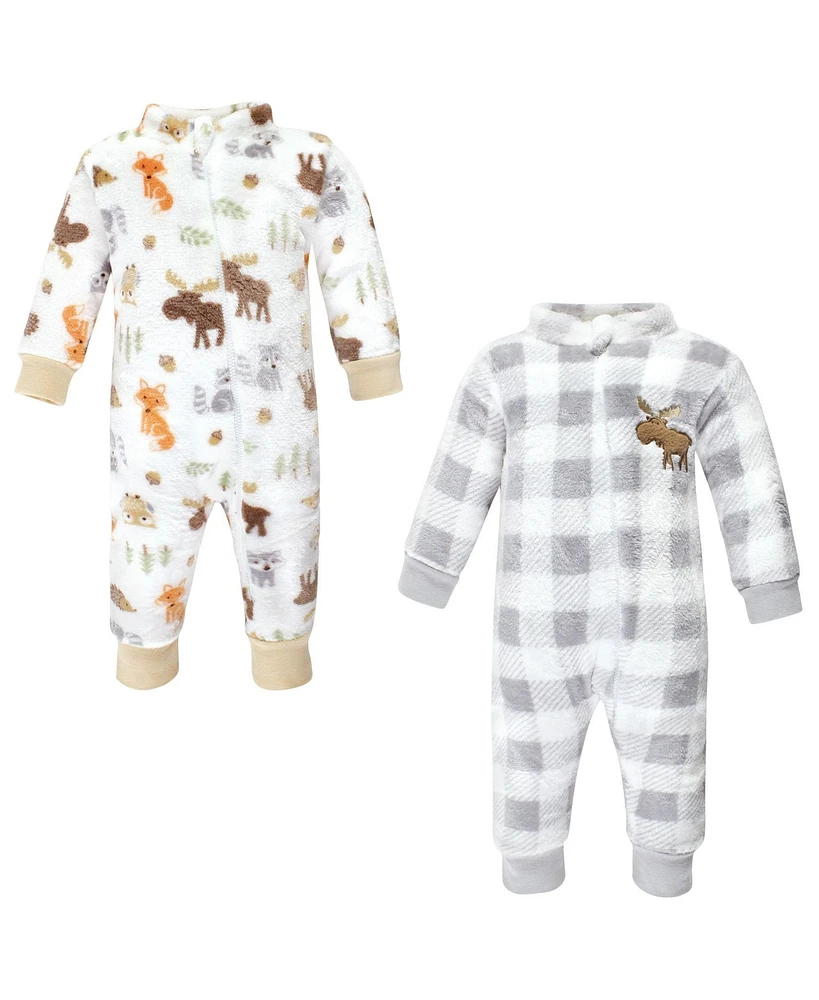 Hudson Baby Baby Boys Hudson Unisex Fleece Jumpsuits, Coveralls, and Playsuits, Woodland, 6-9 Months