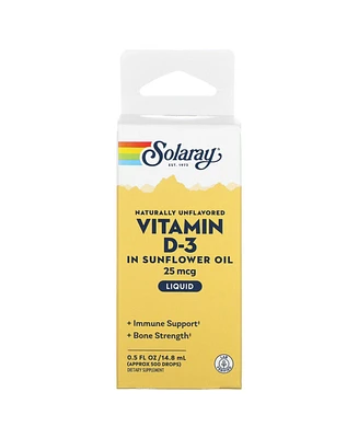 Solaray Vitamin D-3 In Sunflower Oil Naturally Unflavored 25 mcg