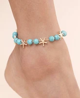 Ettika Starfish and Turquoise Linked Anklet