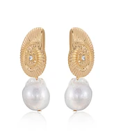 Ettika Swirled Shell Freshwater Cultivated Pearl Statement Earrings