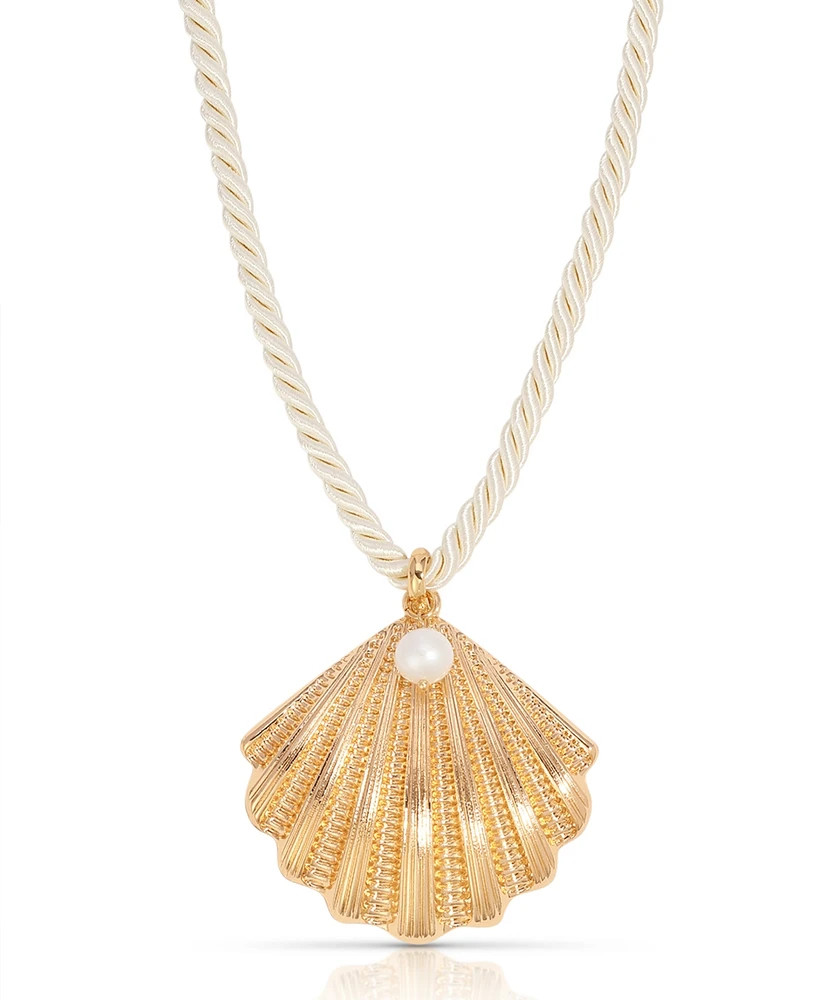 Ettika Silk Cord Scallop Shell Pendant Necklace