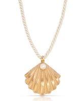 Ettika Silk Cord Scallop Shell Pendant Necklace