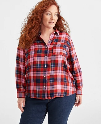 Style & Co Plus Perfect Button-Front Long-Sleeve Shirt, Created for Macy's